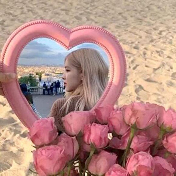 Heart Makeup Mirror Cosmetic Mirror Wall Desktop Mirror Bedroom MirrorPink - Picture 3 of 9